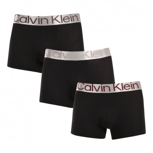 Calvin Klein ανδρικά βαμβακερά boxer (3pack), σε μαύρο χρώμα με ασημί λάστιχο και διαφορετικό χρώμα στα γράμματα NB3130A Q0K